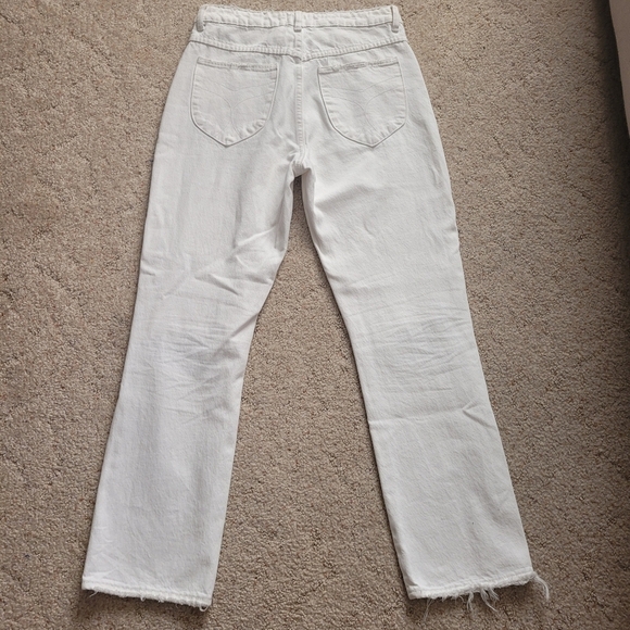 Rollas High Rise Straight White Distressed Jeans - Picture 5 of 6